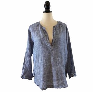 CP Shades Chambray Linen Pullover Top, Size S